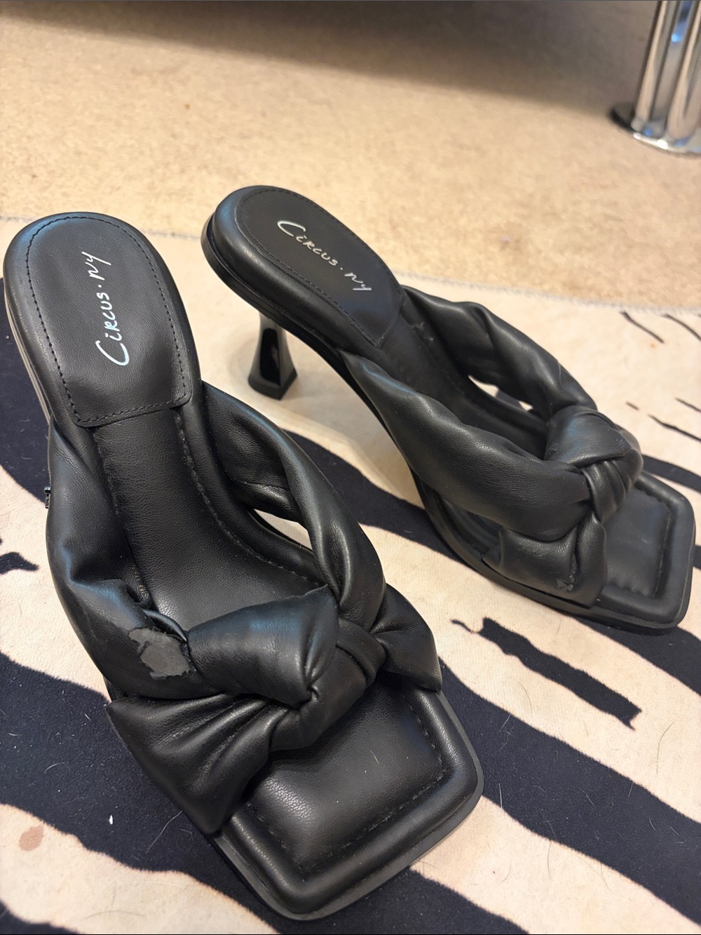 Circus by Sam Edelman Black Knotted Mule Heels with Sculpted Heel